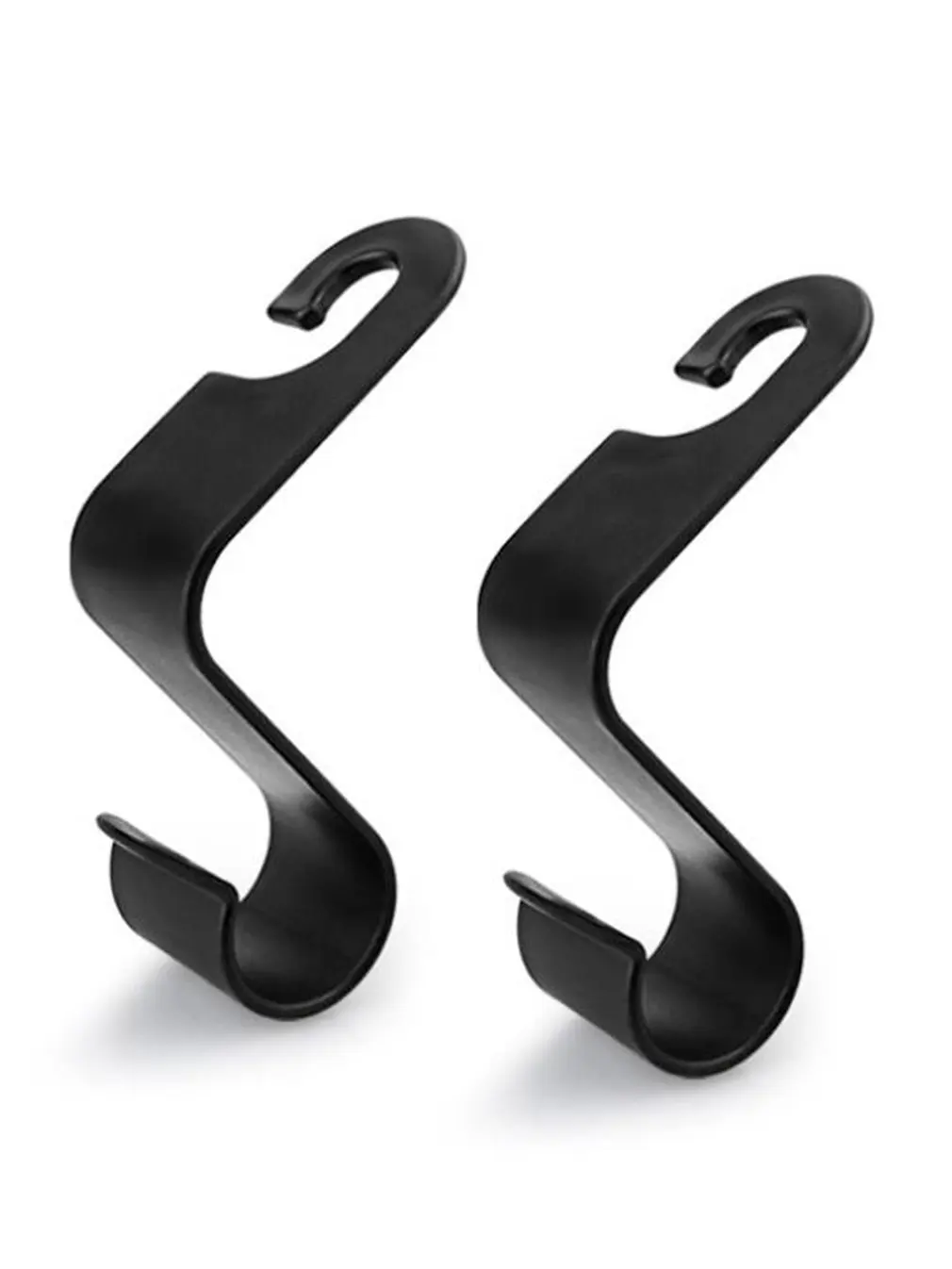 Dos ganchos negros sobre un fondo blanco