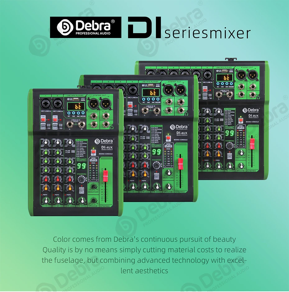Debra DI Pro-mezclador de Audio con 99 efectos digitales DSP, entrada MP3 USB para Karaoke en casa, transmisión en vivo, estudio de grabación - imagen 3