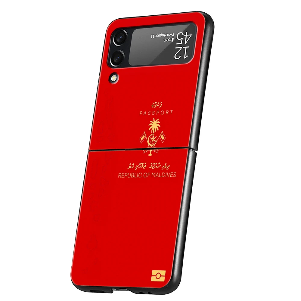 Funda de teléfono con pasaporte de Maldivas para Samsung Galaxy Z Flip 3 4 5 6 7 PC plegable negro duro para Samsung Z Flip3 Flip4 Flip5 - imagen 3