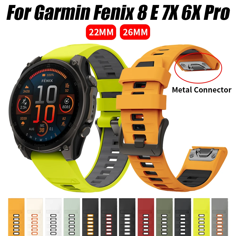 Correa de silicona QuickFit 22mm 26mm 1:1 para Garmin Fenix 8 E 7X 7 6 6XPro 5 5XPlus/Epix Pro Gen 2 51mm 47mm correas de reloj - imagen 2