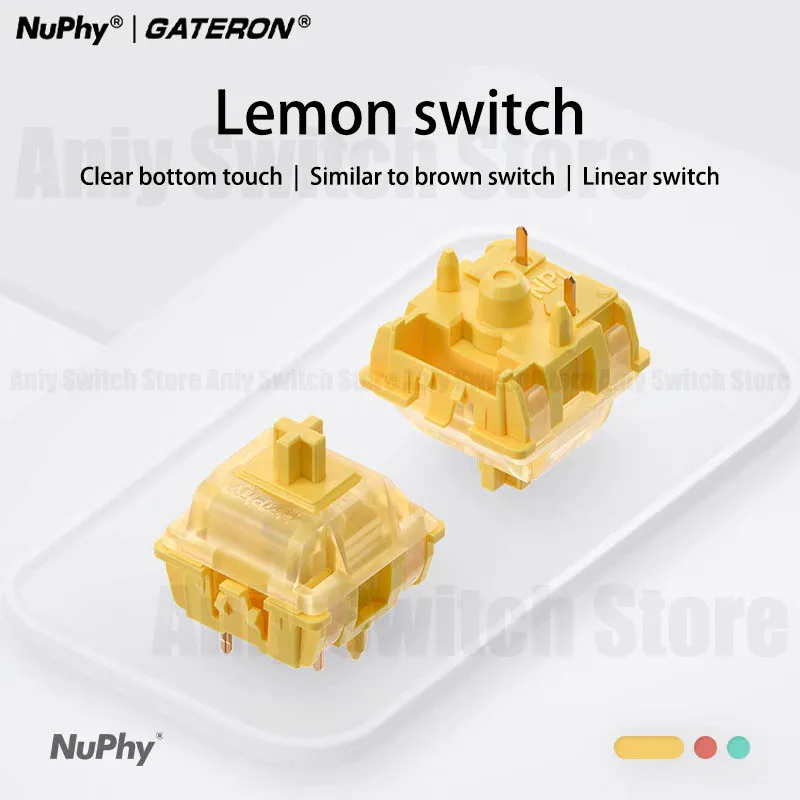 Gateron NuPhy-interruptores de limón táctiles, 5 pines, 55gf, lubricación de fábrica, interruptor de teclado mecánico POM para AULA F75 AJAZZ AK820 - imagen 2