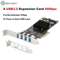 IOCREST Controlador PCIe 3.0 a 4 Puertos USB 3.2 Gen2 10Gbps