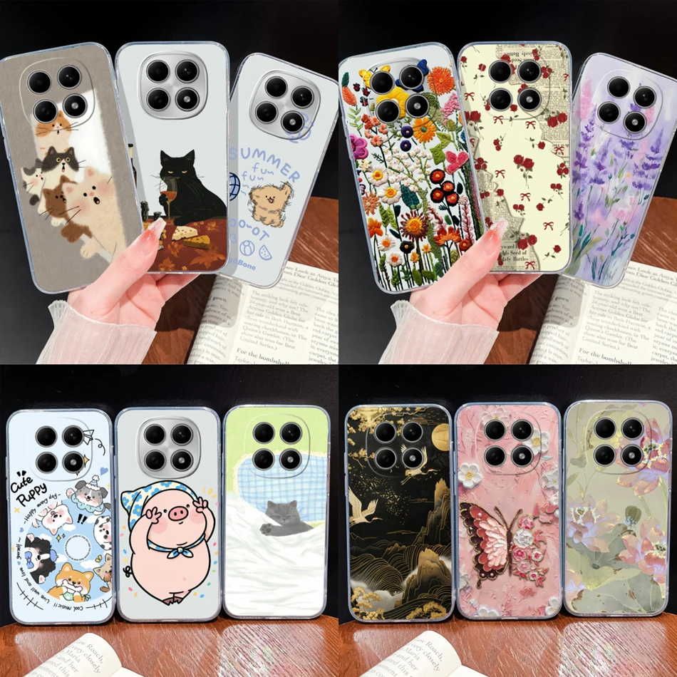Para Redmi Note 15 Pro Plus Funda lindo gato perro suave claro delgado silicona ligera Funda para Redmi Note 15Pro + Protector de teléfono