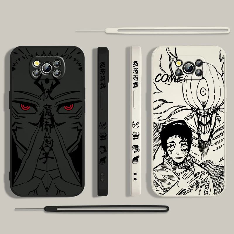 Jujutsu Kaisen-funda de Anime para Xiaomi Poco, carcasa de teléfono con cuerda líquida izquierda, para X4, X3, F4, NFC, M6, M4, M3, GT S Pro, 4G, 5G - imagen 3
