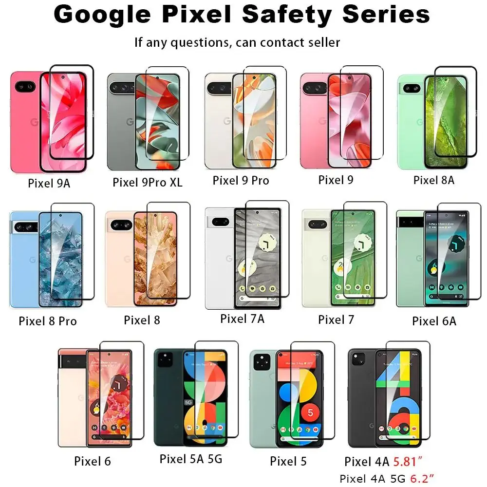 2 piezas de vidrio Protector de seguridad para Google Pixel 9 Pro XL 8 8A 7A 5 6 6A 7 5a 4A 9 8 PRO 9A Protector de pantalla película de vidrio templado - imagen 3