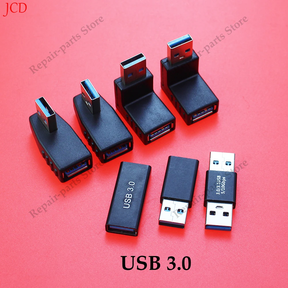 Adaptador de 90 grados para ordenador portátil y PC, convertidor de extensión de conector M/F, tipo A macho A hembra, USB 3,0, ángulo izquierdo/Derecho/arriba/abajo