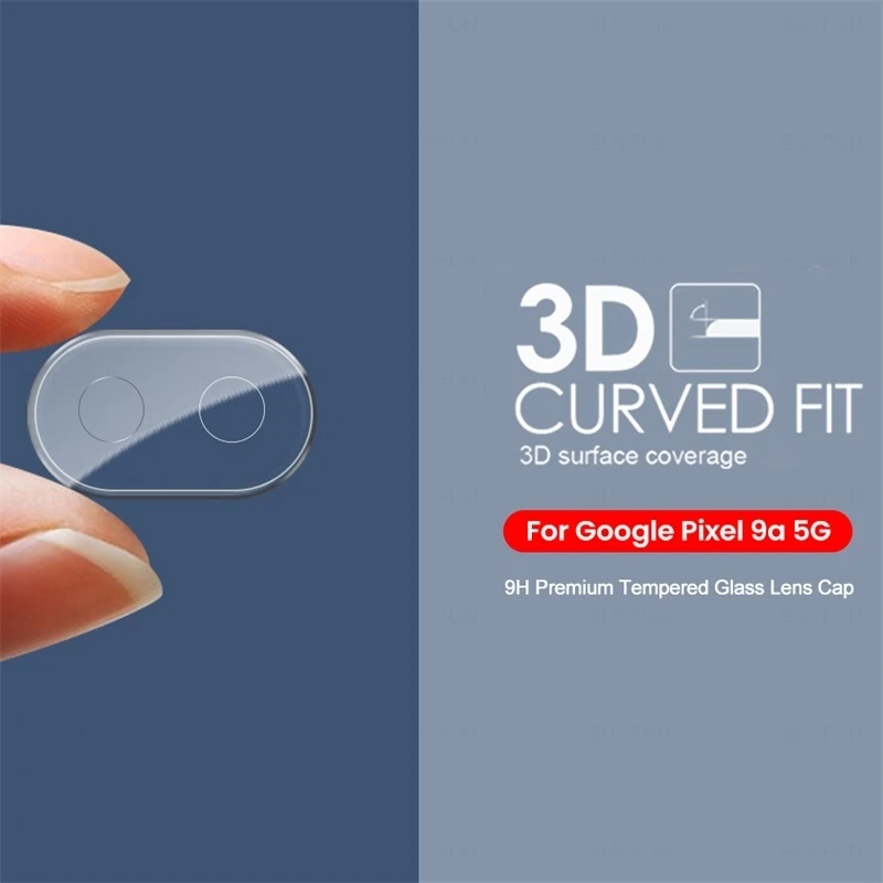 Funda protectora de cámara de vidrio templado curvo 3D para Google Pixel9a Pixel 9a 9 a9 5G HD cubierta de lente trasera transparente en Googel Pixle 9a