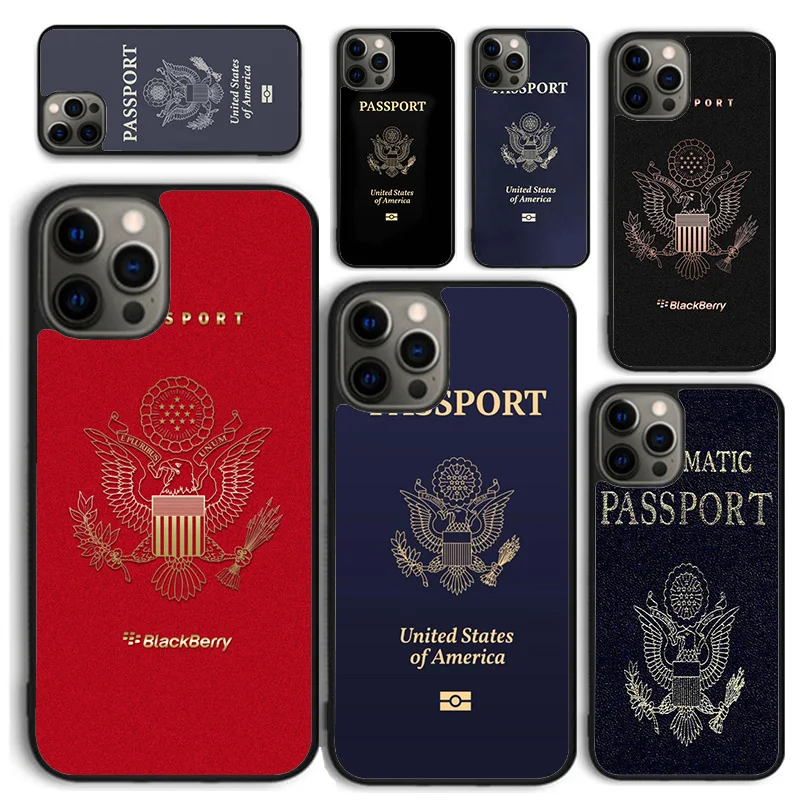 Funda de teléfono con pasaporte americano para iPhone 17 Air 16 15 14 12 13 PLUS 11 PRO MAX, carcasa trasera