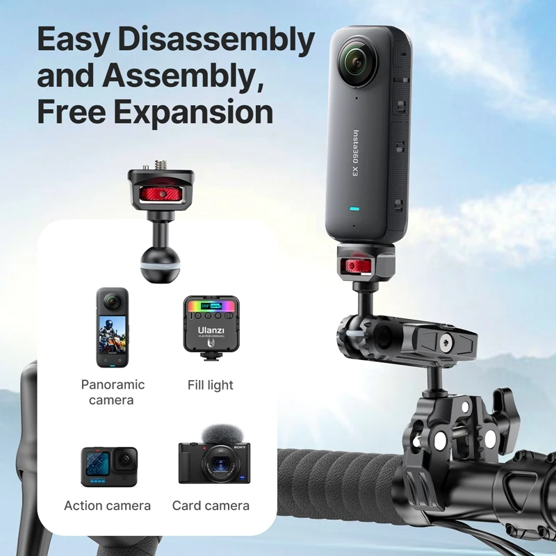 Super Abrazadera Ulanzi CO17 con 360 °   Adaptador Arri de brazo mágico con abrazaderas dobles de doble cabezal para luz LED de paraguas de cámara panorámica - imagen 4