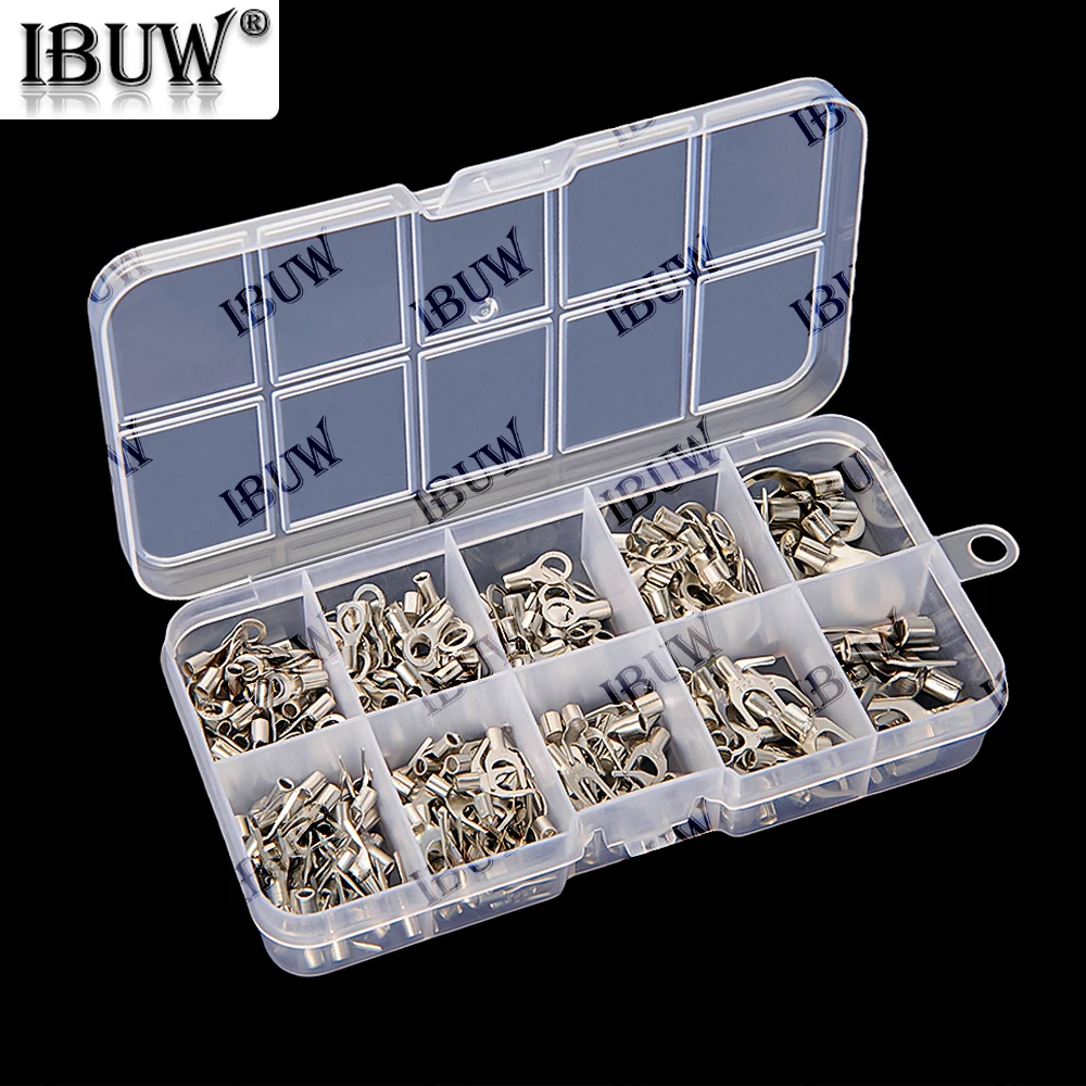 Kit de conectores de terminales de engarzado de alambre de cobre no aislados, anillo y horquilla en forma de U, terminales desnudos prensados en frío en forma de O SB1.25, 320 Uds. - imagen 2