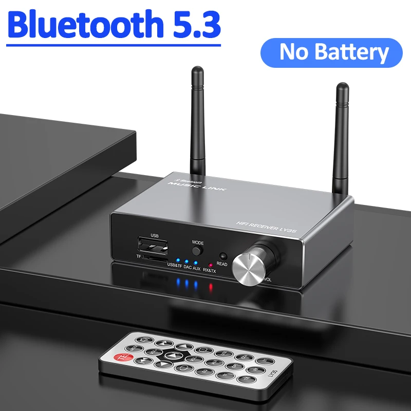 Receptor transmisor Bluetooth BT5.3 estéreo de baja latencia AUX 3,5mm adaptador de Audio de música inalámbrico óptico Control remoto para TV PC