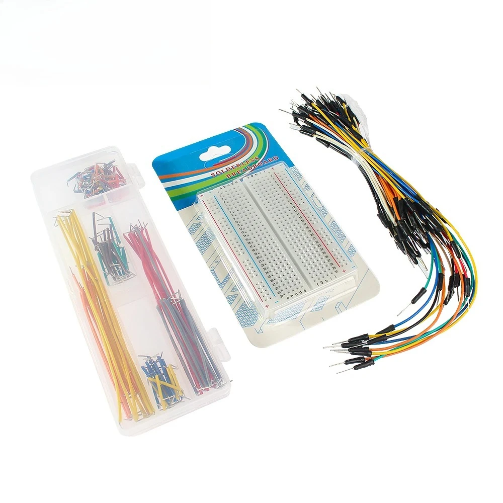 Placa de pruebas prototipo de 400/830 agujeros, placa PCB MB-102, Mini placa de prueba PCB sin soldadura, 140 Uds., Cable de puente, Kit DIY - imagen 2