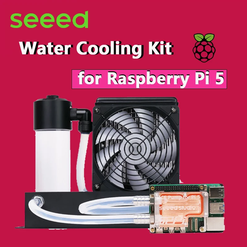 Kit de refrigeración por agua para Raspberry Pi 5, que cubre todas las fuentes de calor Con luces de color RGB controlan un RPi 5 completamente cargado de aproximadamente 40 ℃