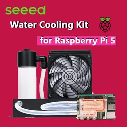 Kit de refrigeración por agua para Raspberry Pi 5, que cubre todas las fuentes de calor Con luces de color RGB controlan un RPi 5 completamente cargado de aproximadamente 40 ℃