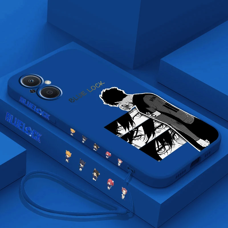 Funda de teléfono con cerradura azul de Anime para OPPO Find X5 X3 X2 Lite Pro Neo A5 A53 A94 4G 5G Liquid Left Rope Soft Cover - imagen 2