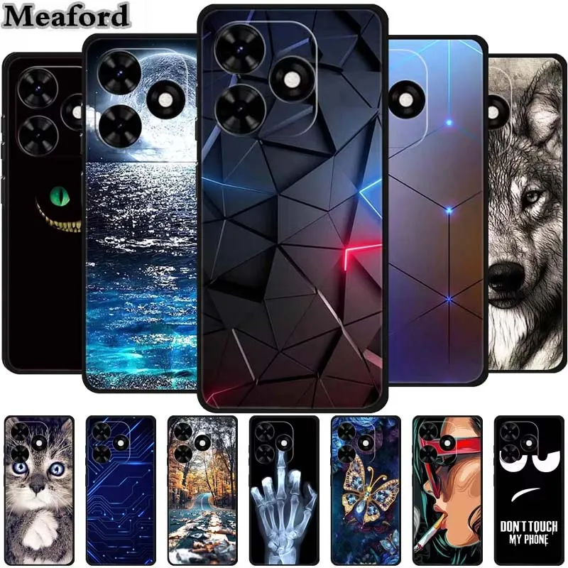 Funda Para Tecno Spark Go 2024 animales pintado TPU silicona suave cubierta de teléfono para Spark Go2024 BG6 Protector Lobo a prueba de golpes Para