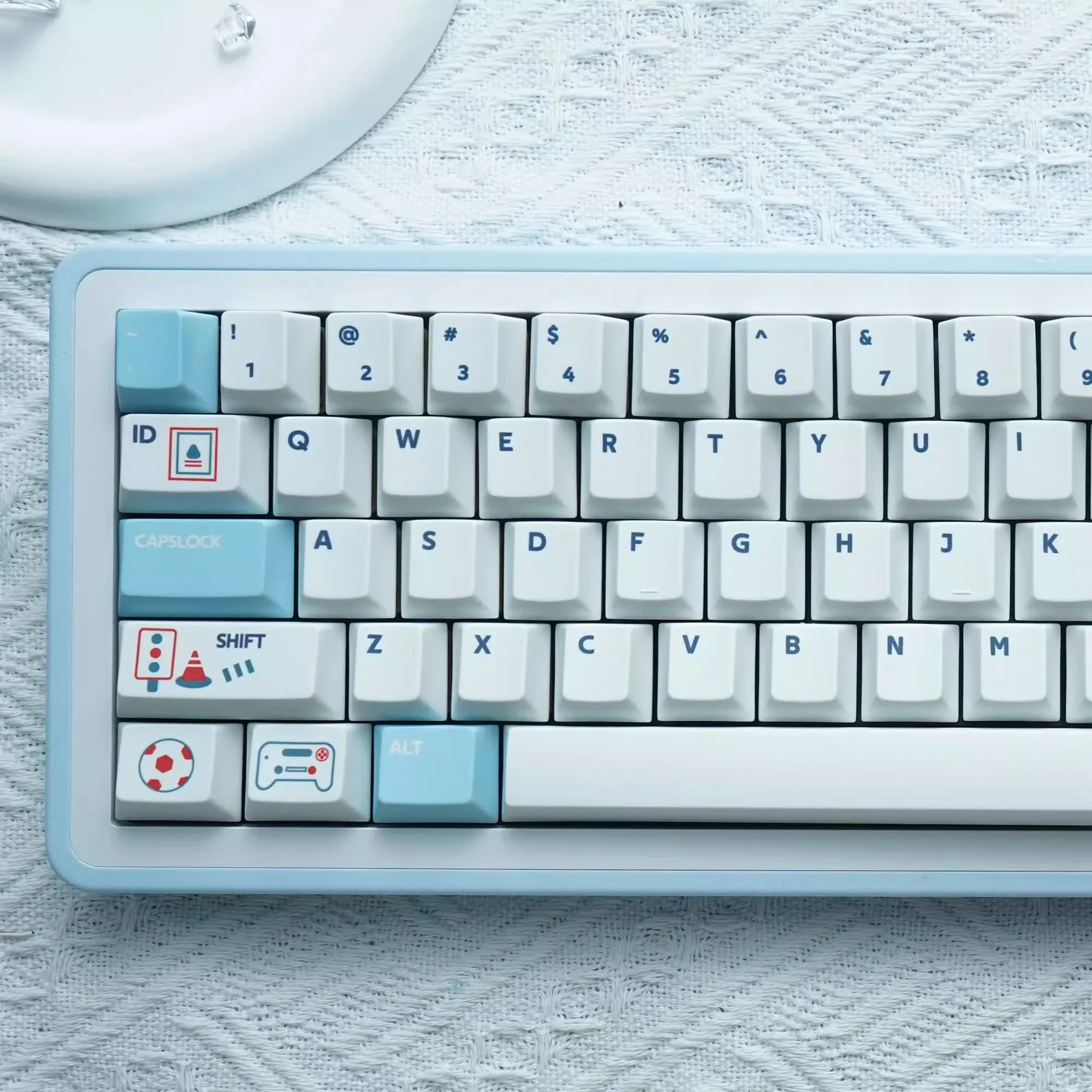 FKKeys-Juego de teclas a prueba de luz, tapas de teclas de sublimación, perfil de cereza, color azul y blanco, PBT, interruptor MX, 1,6mm, 1 Juego - imagen 4