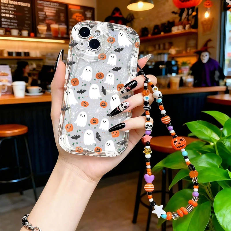 Funda con cadena de Halloween de fantasma de calabaza para Realme 15 14 Pro Plus 13 12 12X C71 C67 8i 8 C15 C12 C25 C25S C11 11 5G 7 6 Pro 9i - imagen 5