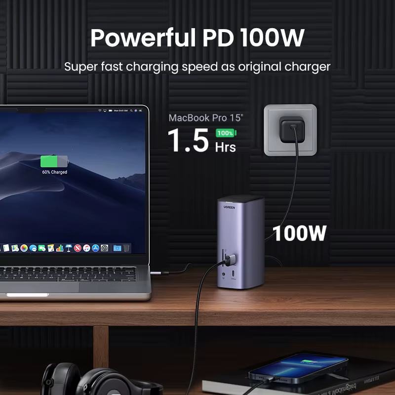 UGREEN Docking Station 12 en 1 – Triple Pantalla 8K, RJ45, PD 100W - imagen 3