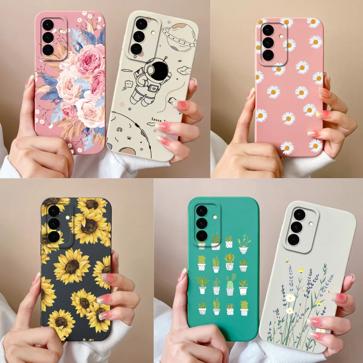 Funda para Samsung A36 A56 A26 ocio flores funda de teléfono suave para Galaxy A 36 silicona líquida protección completa carcasa anticaída