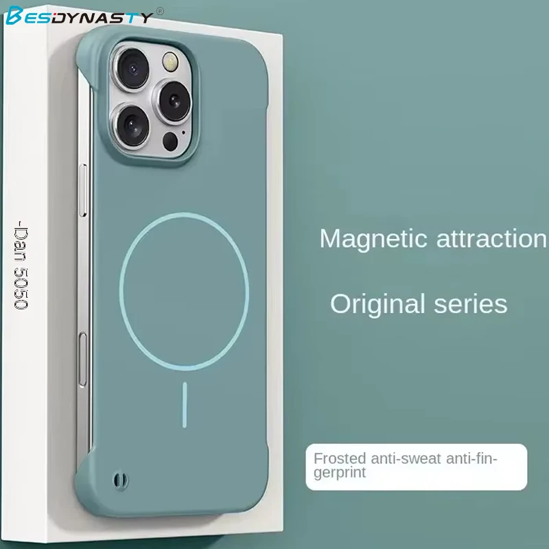 Fundas de teléfono sin marco mate de PC dura ultrafina para iPhone 17 AIR 16 15 14 13 12 Pro Max para Magsafe funda magnética a prueba de golpes