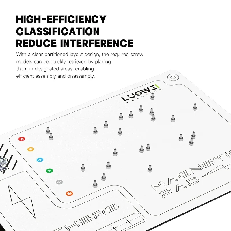 LUOWEI LW-334 Estera de tornillo magnético Material magnético suave Impermeable Resistente a la corrosión para una almohadilla de almacenamiento de tornillos precisa - imagen 2