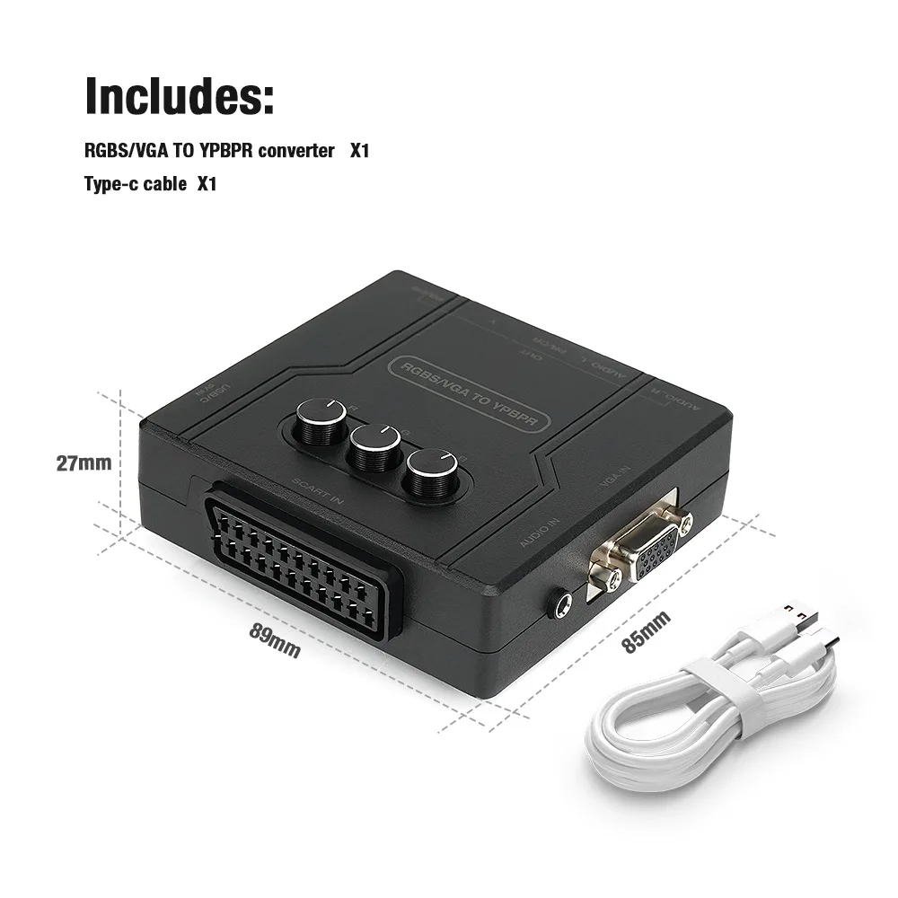 Convertidor RGBS VGA SCART a YPBPR, consola de juegos RGBS VGA SCART a YPBPR, convertidor de diferencia de Color, brillo de Color ajustable - imagen 2