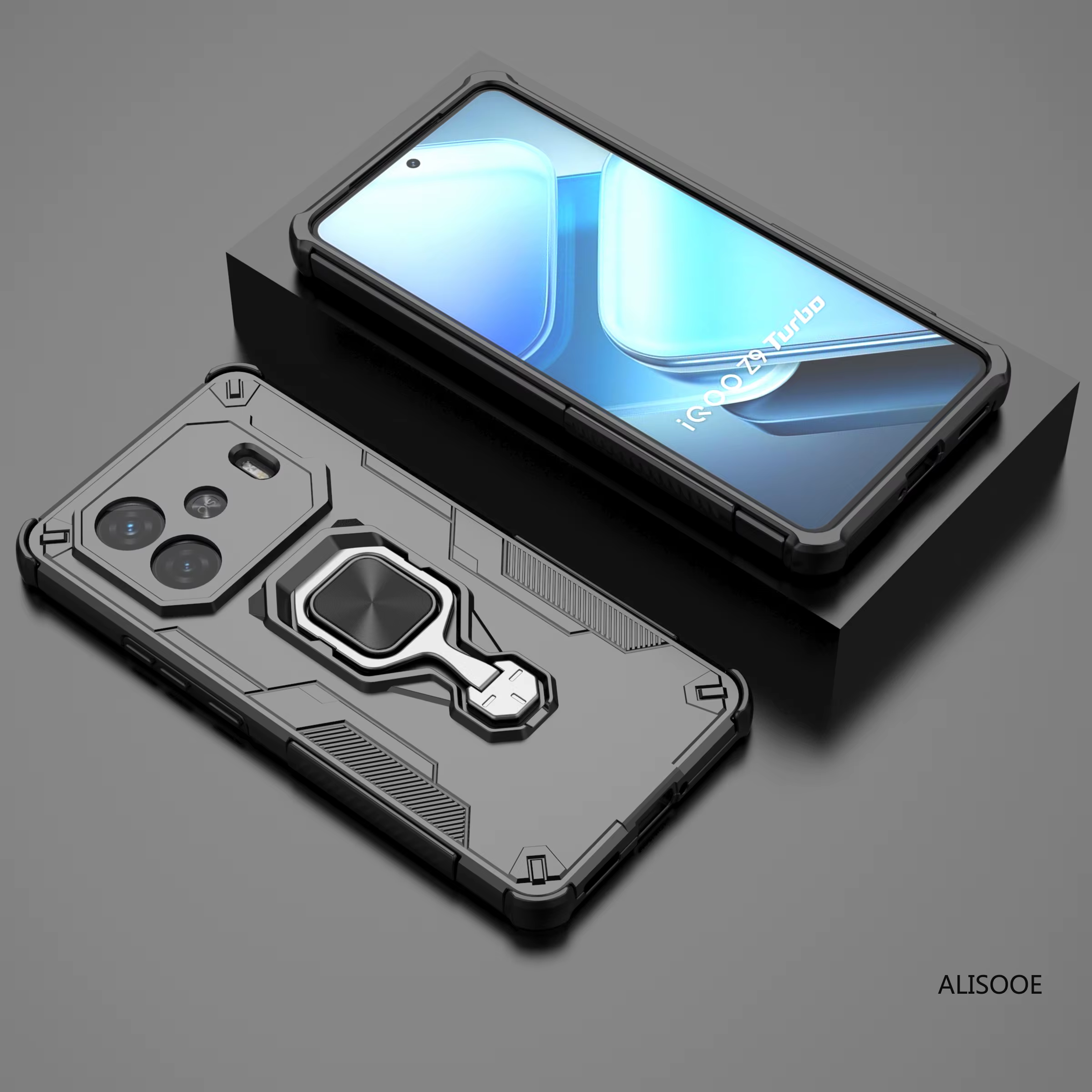 Béquille rotative Capa pour Vivo IQOO Z9 Turbo 5G, étui avec anneau magnétique, Protection de téléphone Fundas - imagen 2
