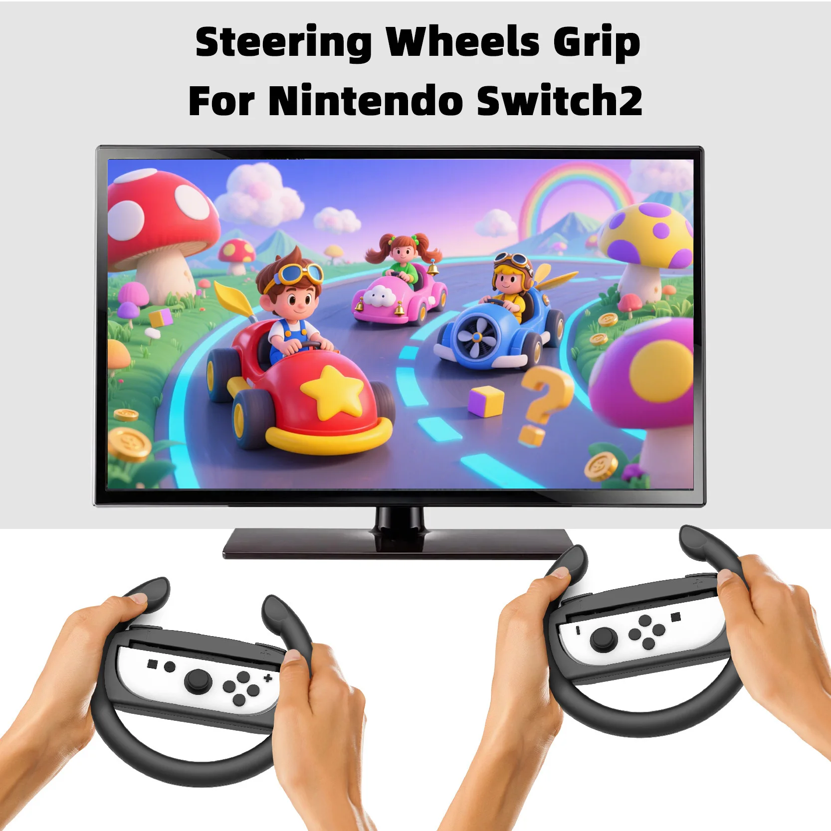 Empuñadura de volante de controlador para Switch2 2025 Mario Kart 8, empuñadura de conducción de lujo para Switch2 Joycon, accesorios para juegos de carreras, 2 uds.