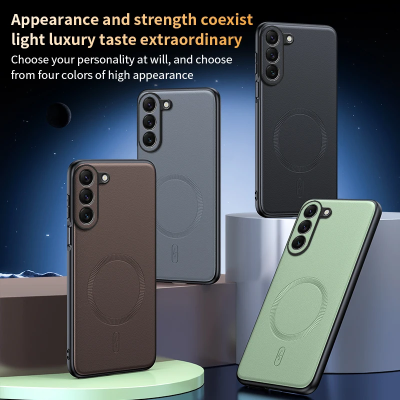 Para Samsung S23 Plus funda protectora de cuero magnética para Samsung S23 Plus antihuellas antideslizante PC + TPU - imagen 3