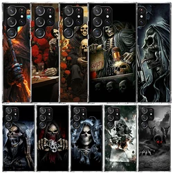 Reaper-funda de teléfono con calavera, esqueleto, pistola, llamada de silicona, para Samsung Galaxy S23 S24 S25 Ultra S21 Plus S20 FE S22 S10 + fondo de cubierta de borde