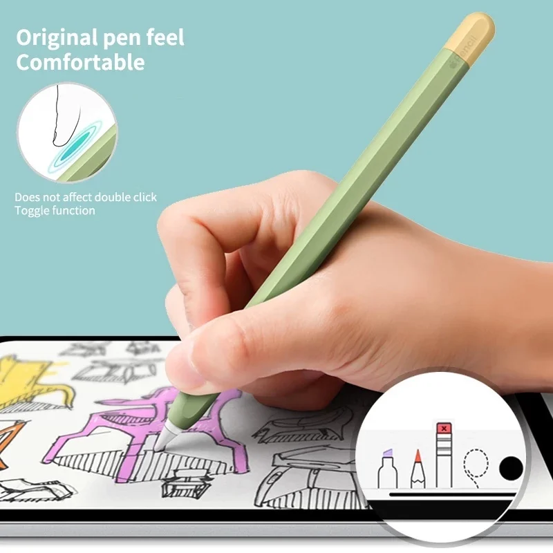 TBTIC para Apple Pencil 1 2 funda protectora de silicona suave para Apple Pencil 1a generación 2a punta de bolígrafo cubierta lápiz - imagen 4
