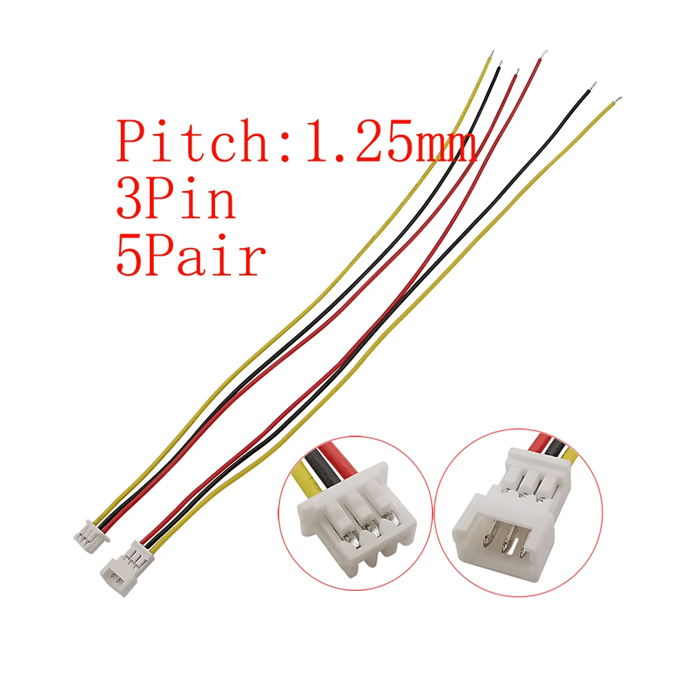 10Pcs Mini Micro JST 1.25mm Pitch Male / Female Connector 2/3/4/5/6 Pin Plug With Terminal Wires Cables Socket 150MM 28AWG - imagen 4