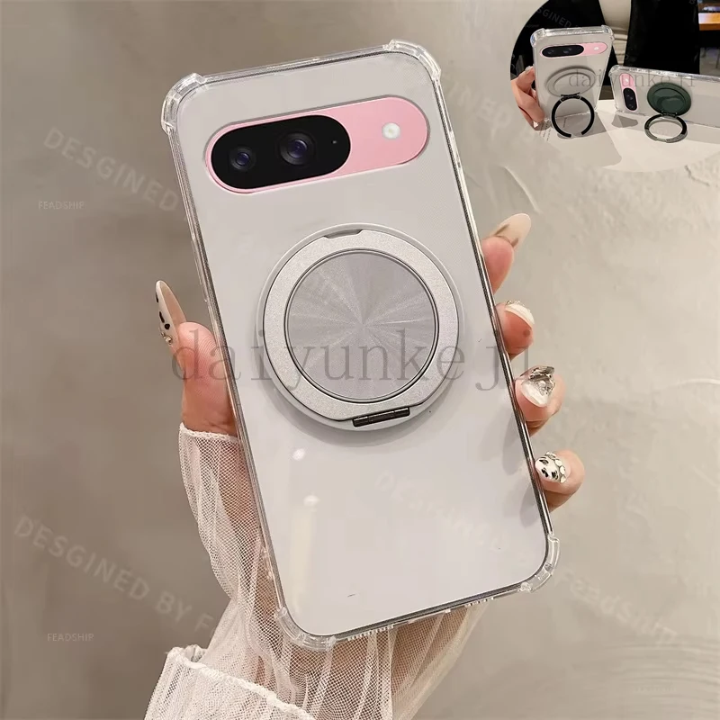 Funda de teléfono magnética para Google Pixel 9 7 8 6 Pro, funda suave de silicona transparente Pixel 7A 6A 9A 8A con película de pantalla de soporte - imagen 2