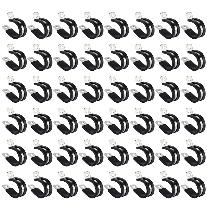 Abrazadera de Cable de acero inoxidable, estante de tubería de acero inoxidable duradero, blanco y negro, 13Mm, 48 piezas - imagen 2