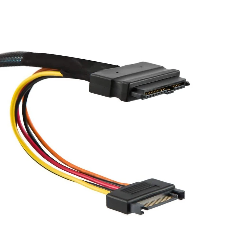 Mini Cable de SFF-8639 SAS 100 SFF 3,0 a U.2, conector hembra SATA de 15 Pines, Cable de alimentación SSD de 12 Gb/S, 50cm, 8643 cm, nuevo - imagen 2