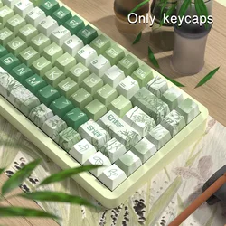 Teclas PBT verdes de bambú para teclado mecánico MX, perfil Cherry