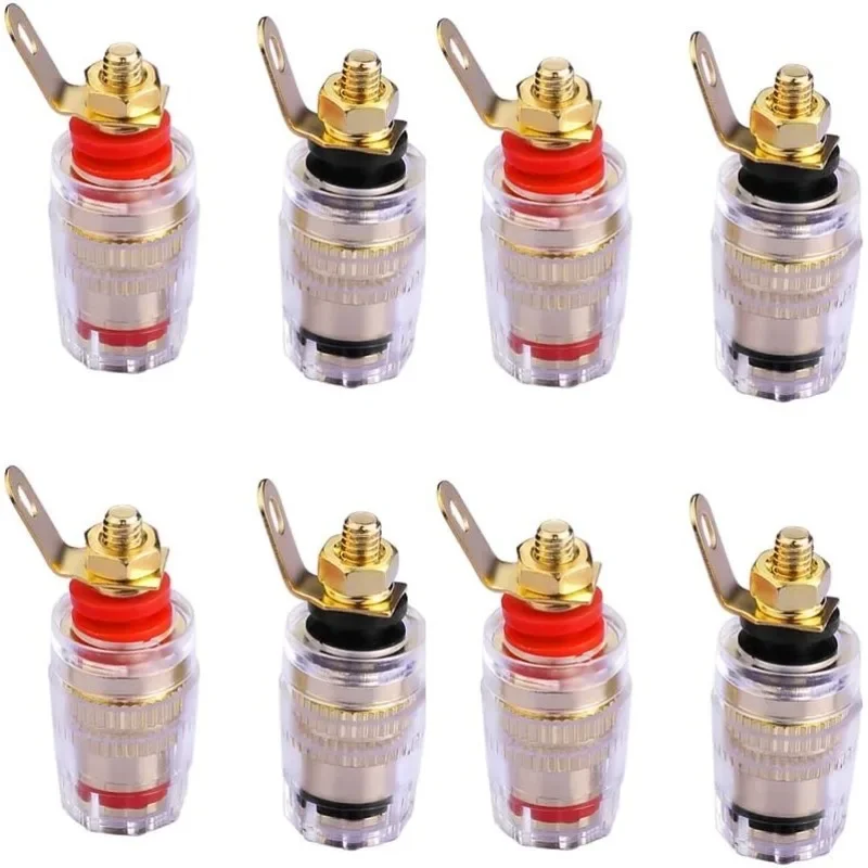 Terminal de altavoz chapado en oro, poste de encuadernación de 4mm, conector de amplificador de baja frecuencia para altavoces, 4/8 Uds.
