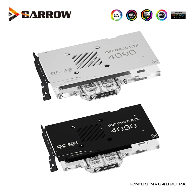 Barrow GPU bloque de agua servir para NVIDIA RTX 4090 (FE) edición enfriador de tarjeta gráfica con placa posterior, 5V 3PIN, BS-NVG4090-PA