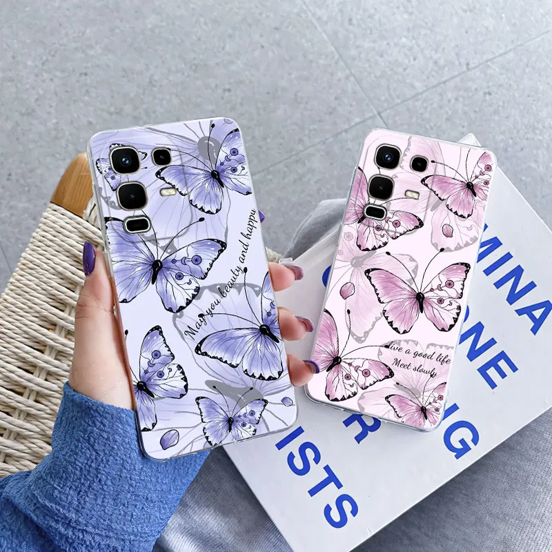 Para Infinix Note 50 Pro funda de teléfono de lujo para Infinix Note 50 Pro Plus 5G flor de mármol funda protectora de silicona suave transparente