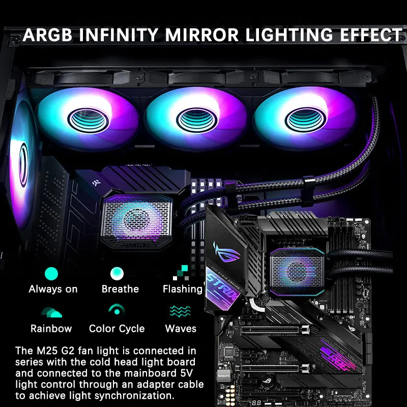 PHANTEKS GLACIER ONE 360 M25 G2 Enfriador de CPU líquido todo en uno de 360 mm BOS | VRM | Soporte de refrigeración asistido por RAM LGA1700/1851 AMD AM4/AM5 - imagen 5