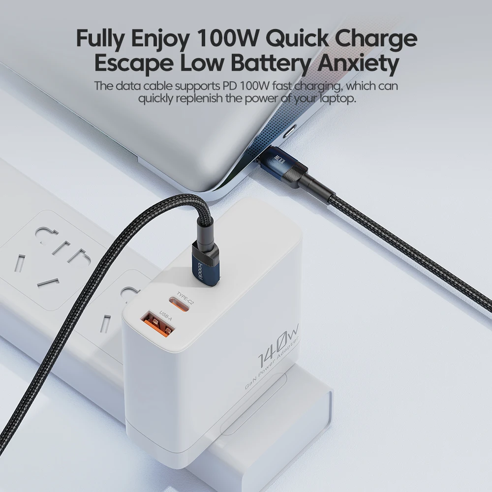 Toocki 100W USB tipo C a tipo C Cable con carga rápida para Huawei Xiaomi Poco Samsung POCO Android teléfono USB C Cable cargador - imagen 2