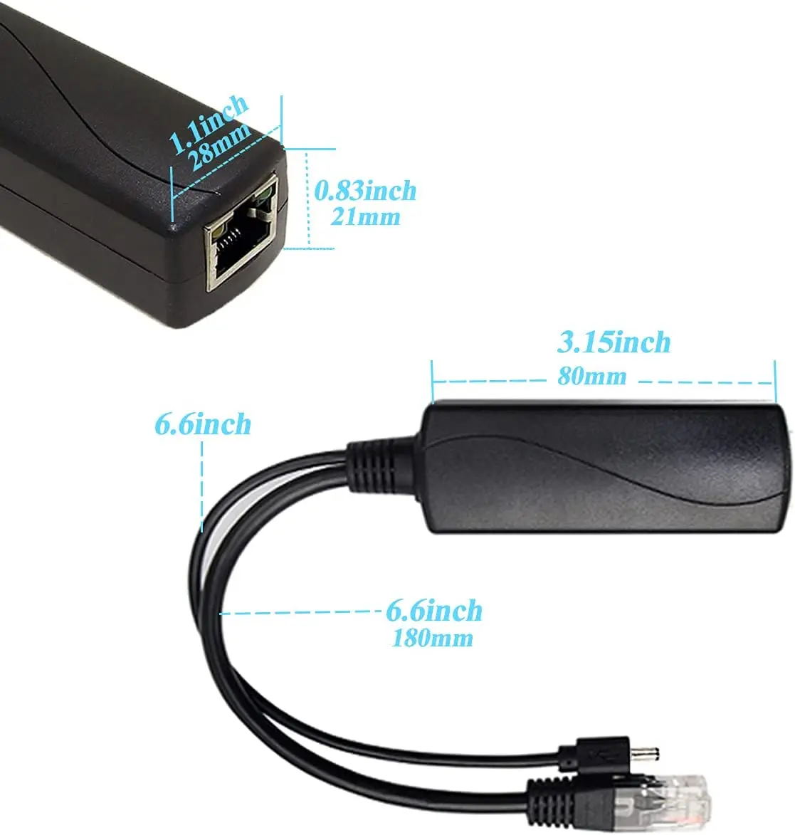 Adaptador de conectores POE de 48V a 12V, Cable divisor, fuente de alimentación del inyector para Huawei para Hikvision - imagen 2