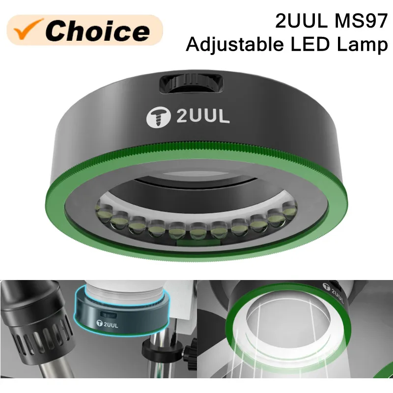 Lámpara polarizada ajustable 2UUL MS97 para microscopio, placa base de teléfono móvil, reparación de soldadura, luz derecha antifumo - imagen 2