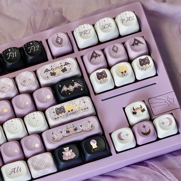 Keycap Moa Purple Star Weaving Witch Sublimación térmica de cinco caras Pbt Personalizado Teddy75 Keycap 129 teclas - imagen 2