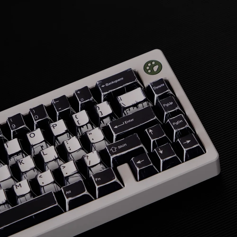 141 teclas negro blanco tema de cómics altura de cereza PBT sublimación de cinco lados para teclado mecánico 61 68 75 87 104 108 - imagen 4