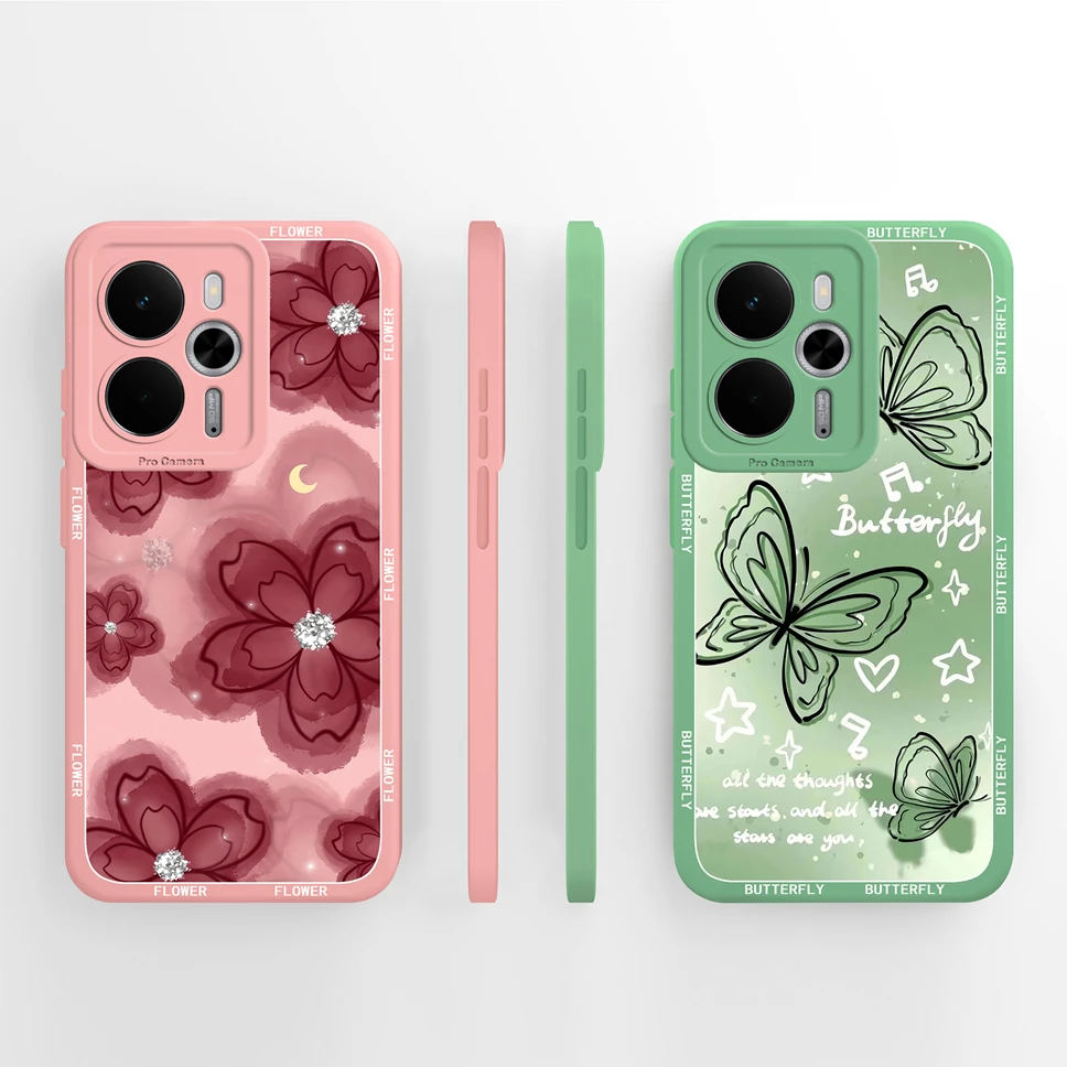 Funda para Realme 14 T 5G diseño de mariposa carcasa de teléfono protección de cámara Funda trasera de silicona líquida suave para Realme14T Funda Capa - imagen 2