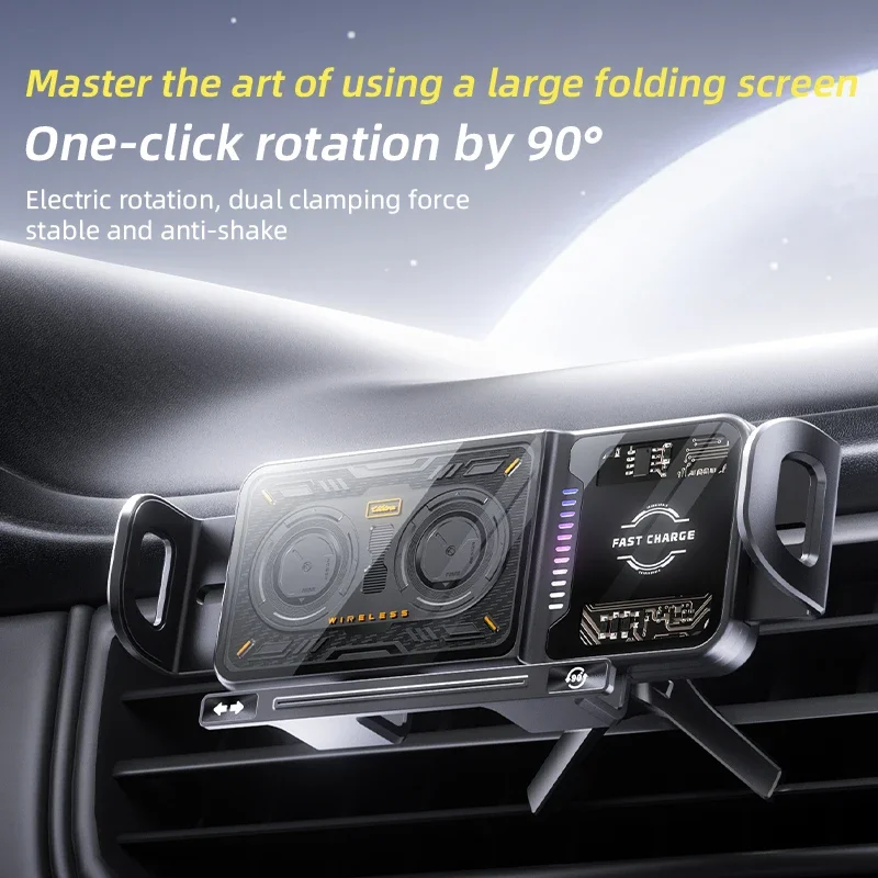 Cargador inalámbrico qi para coche, soporte de teléfono con rotación de 360 grados para Samsung Galaxy Z Fold 7/Flip 7 Fold 6/5/Flip 6/5/4 carga rápida - imagen 3