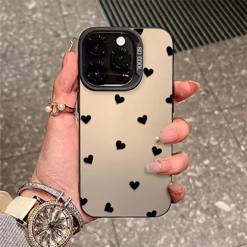 Funda de teléfono de lujo con diseño de lunares y corazón de amor negro para Samsung Galaxy S25 Ultra S24 S23 S22 S21 Plus S20 FE A55 A54 A35 Cove - imagen 4