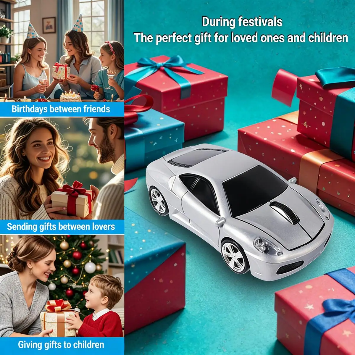 Ratón deportivo inalámbrico para coche, periférico óptico de 1600DPI, con USB, para ordenador, PC y portátil - imagen 4